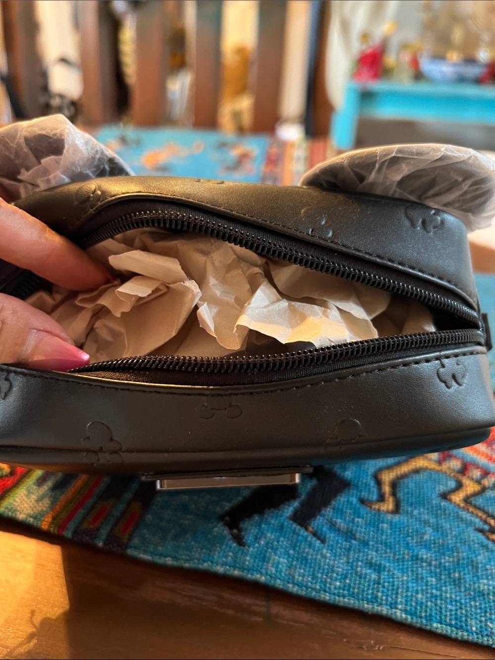 Loungefly Disney Black Mini Bag with Embossed Mickeys - Picture 3 of 3